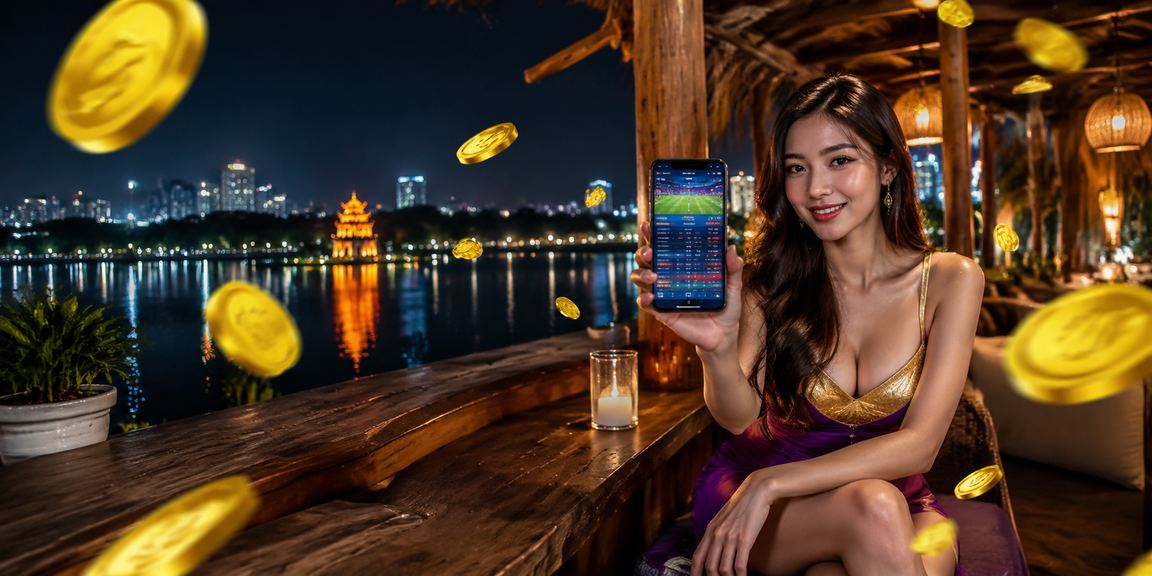 Người dùng chơi casino trên điện thoại tại quán cà phê Hà Nội vào buổi sáng
