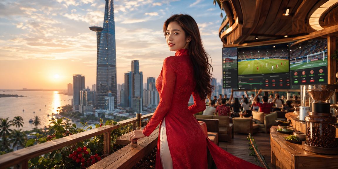 Người dùng trải nghiệm casino trực tuyến trên điện thoại tại Thành phố Hồ Chí Minh với áo dài truyền thống
