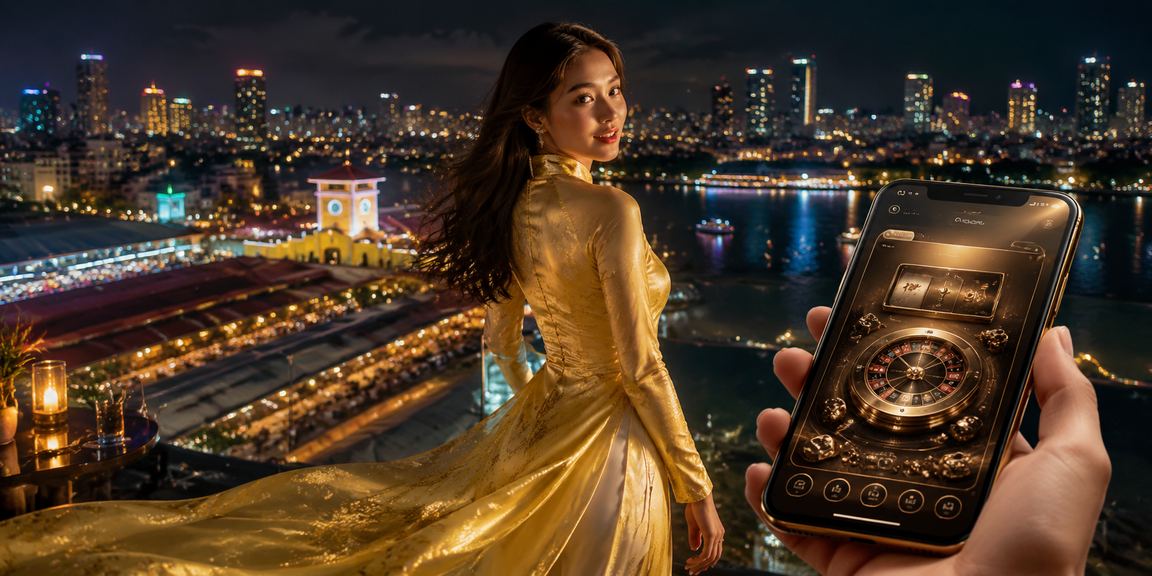 Người phụ nữ mặc áo dài chơi casino trên điện thoại tại TP.HCM – trải nghiệm di động